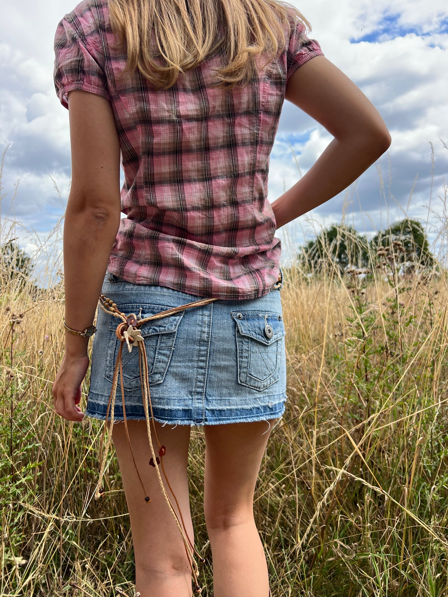 Lightwash denim mini skirt