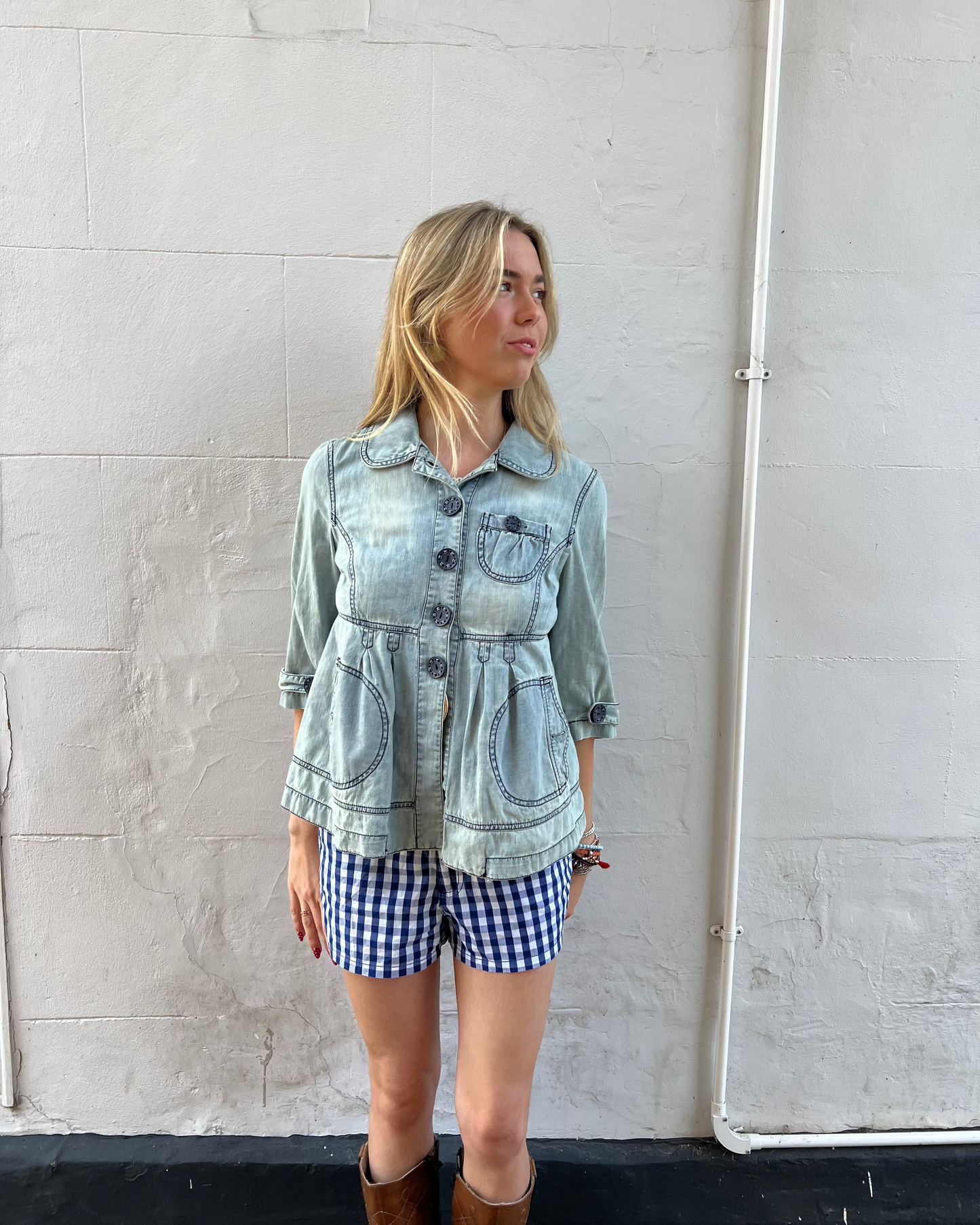 Denim swing jacket