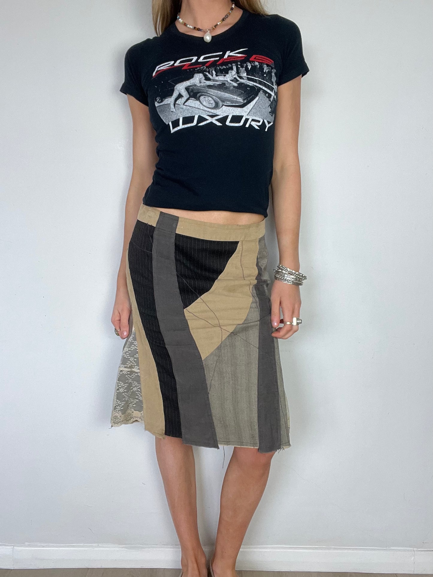 patchwork midi skirt, XS/S