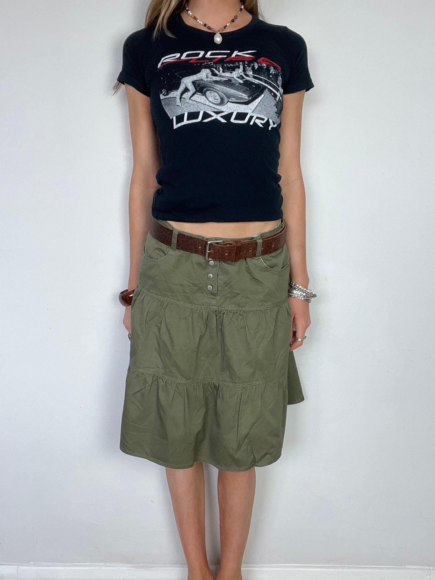 vila tiered midi skirt, L