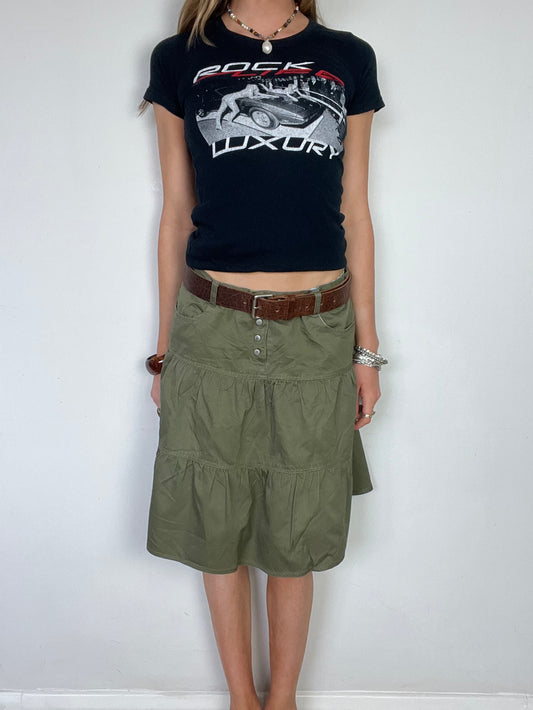 vila tiered midi skirt, L
