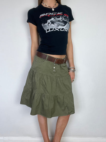 vila tiered midi skirt, L