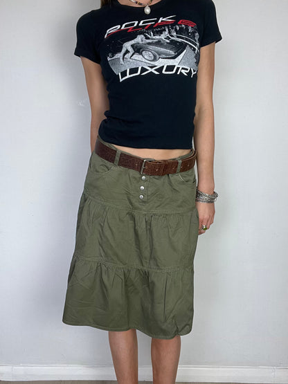 vila tiered midi skirt, L