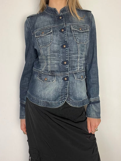 denim military jacket, S