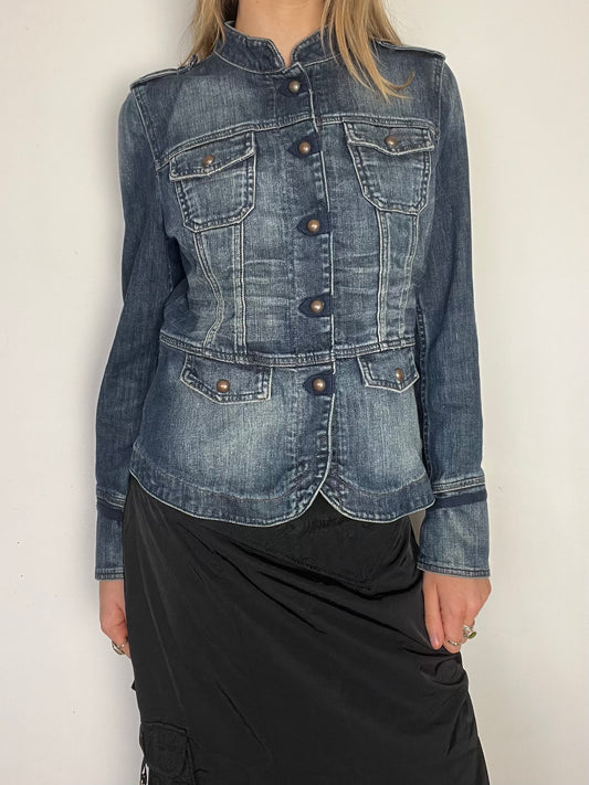 denim military jacket, S