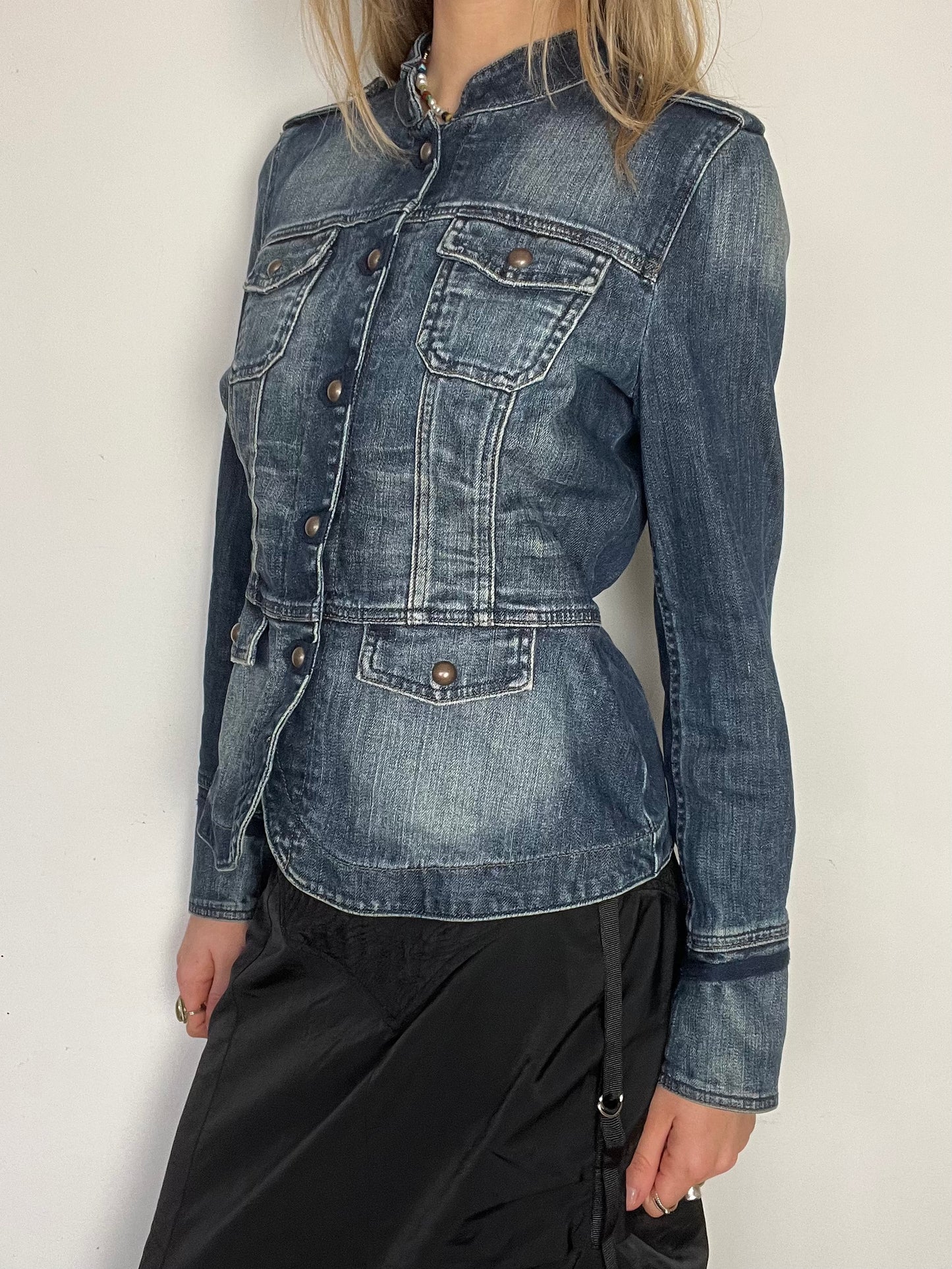 denim military jacket, S
