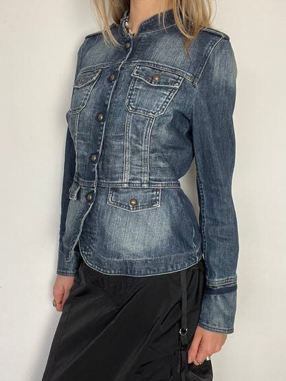denim military jacket, S