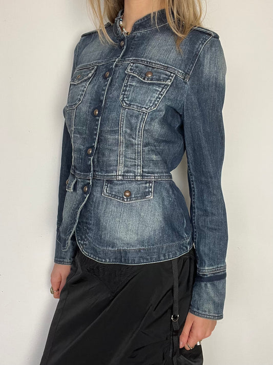 denim military jacket, S