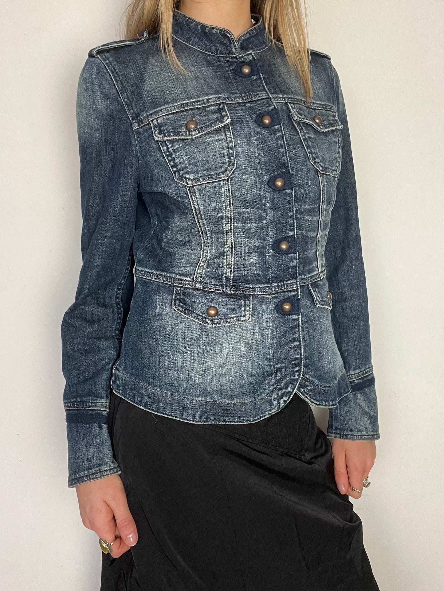 denim military jacket, S