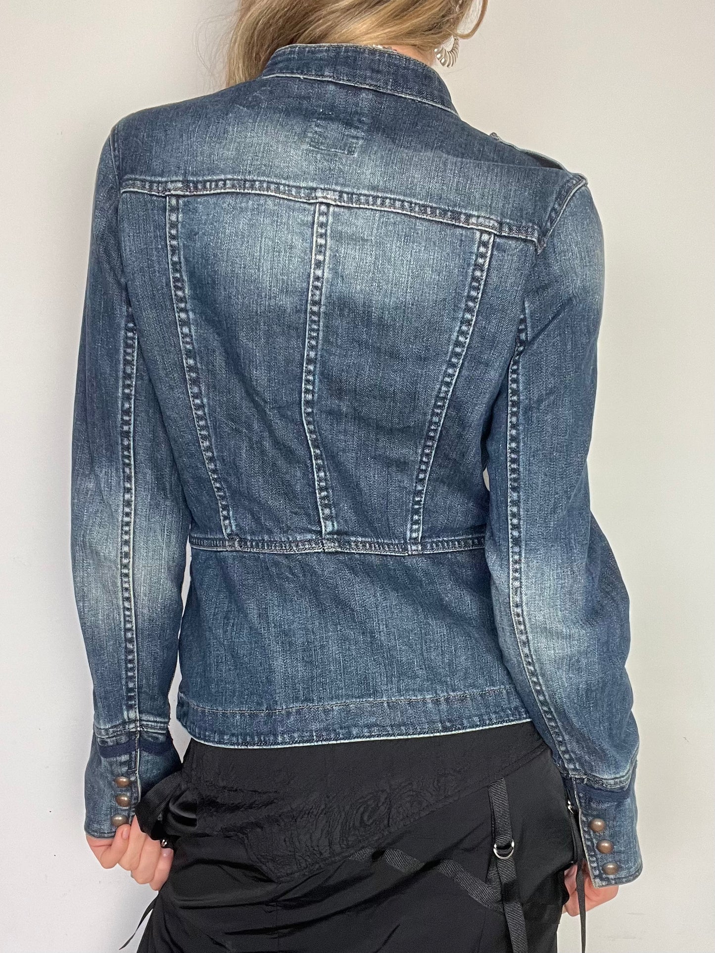 denim military jacket, S