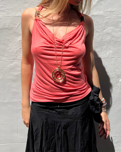 Morgan de toi pink cowl neck top