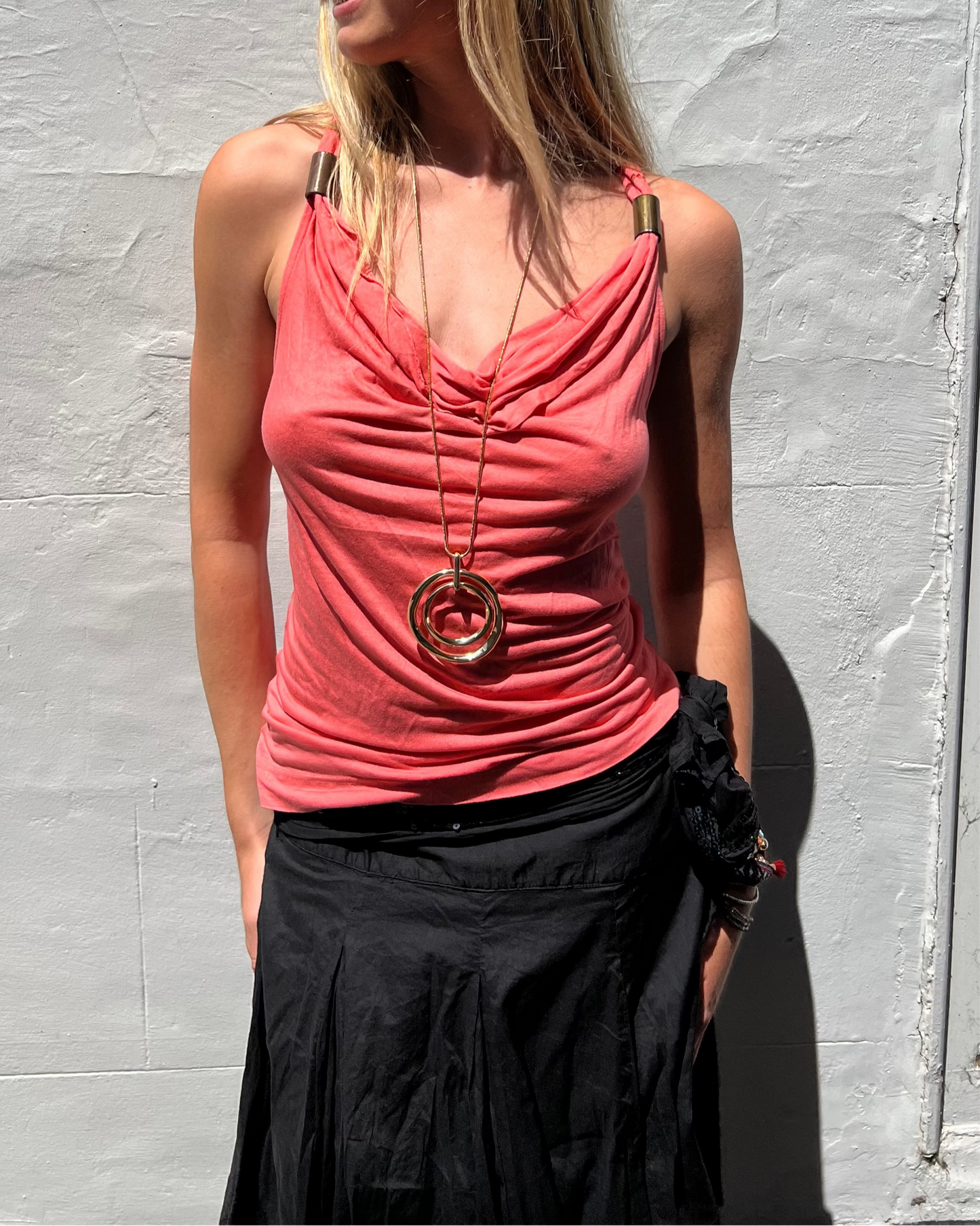 Morgan de toi pink cowl neck top