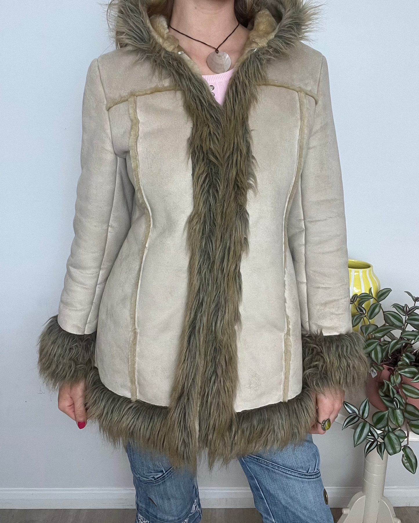 'Tammy' hooded faux fur afghan coat