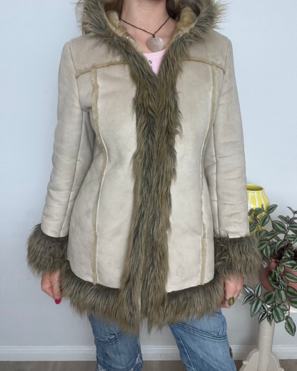 'Tammy' hooded faux fur afghan coat