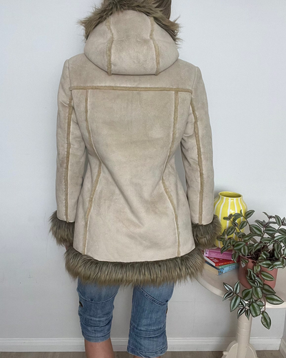 'Tammy' hooded faux fur afghan coat