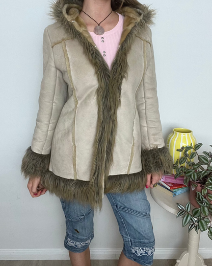 'Tammy' hooded faux fur afghan coat