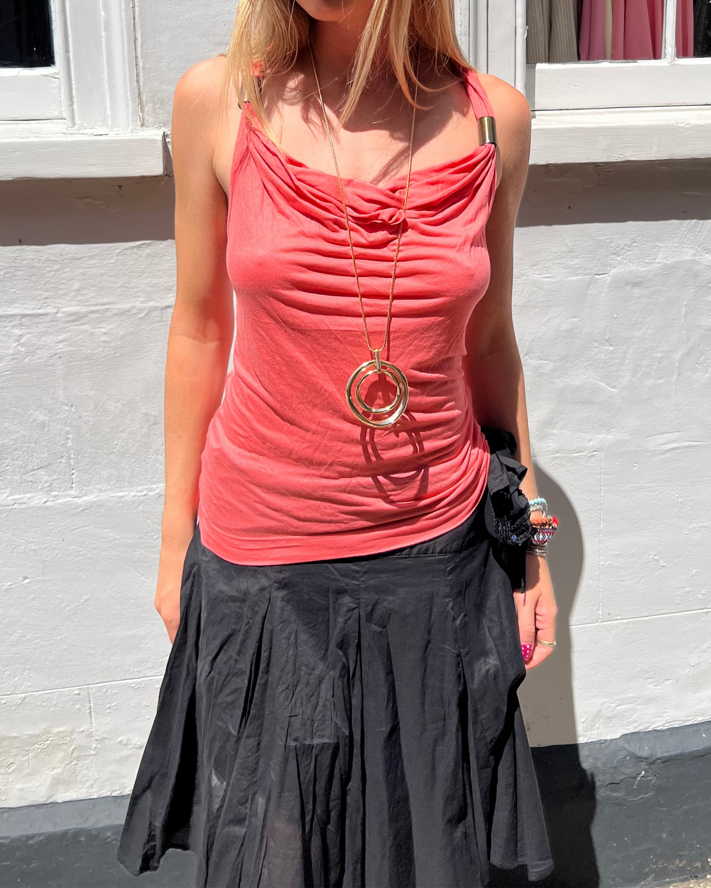 Morgan de toi pink cowl neck top