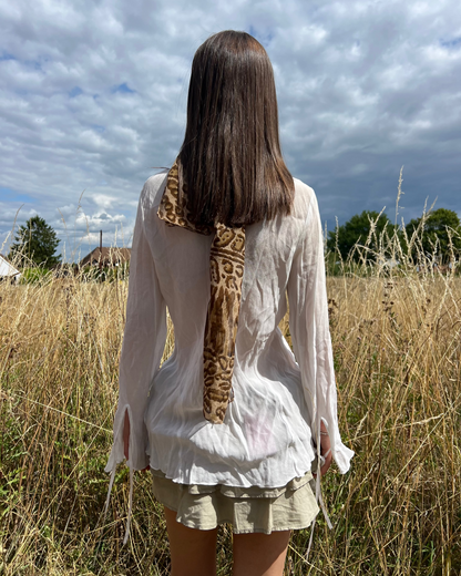 White beaded long sleeve top