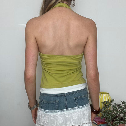 vintage 00s green graphic halter top