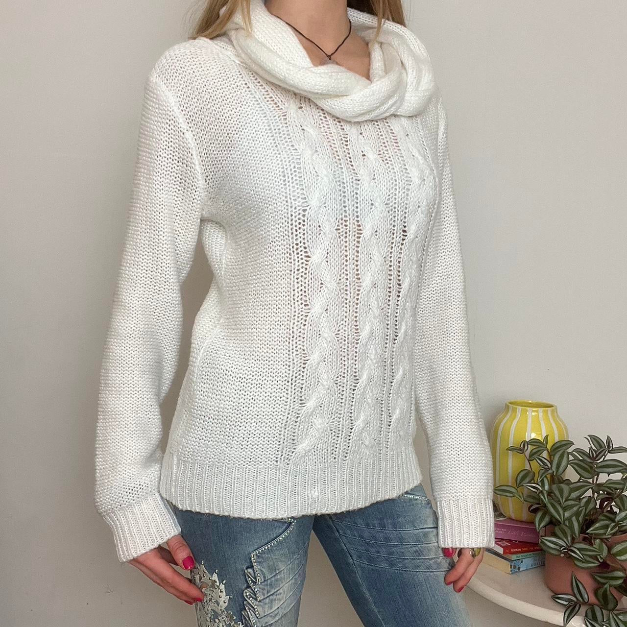 vintage 00s white cable knit jumper