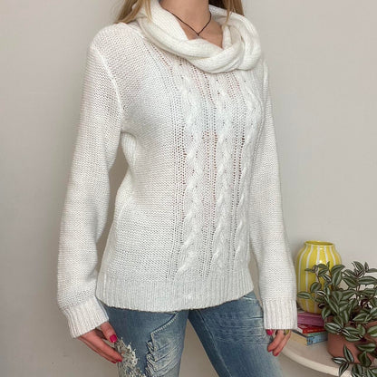 vintage 00s white cable knit jumper