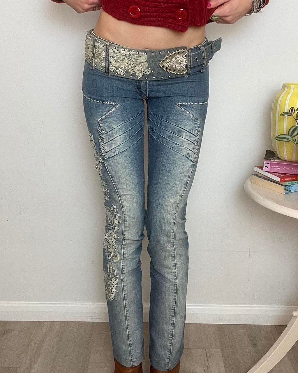 vintage embroidered bootcut jeans