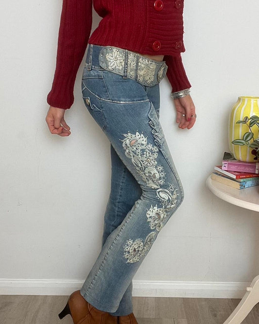 vintage embroidered bootcut jeans