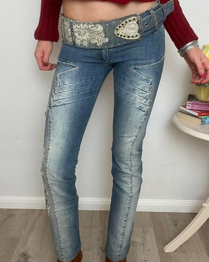vintage embroidered bootcut jeans