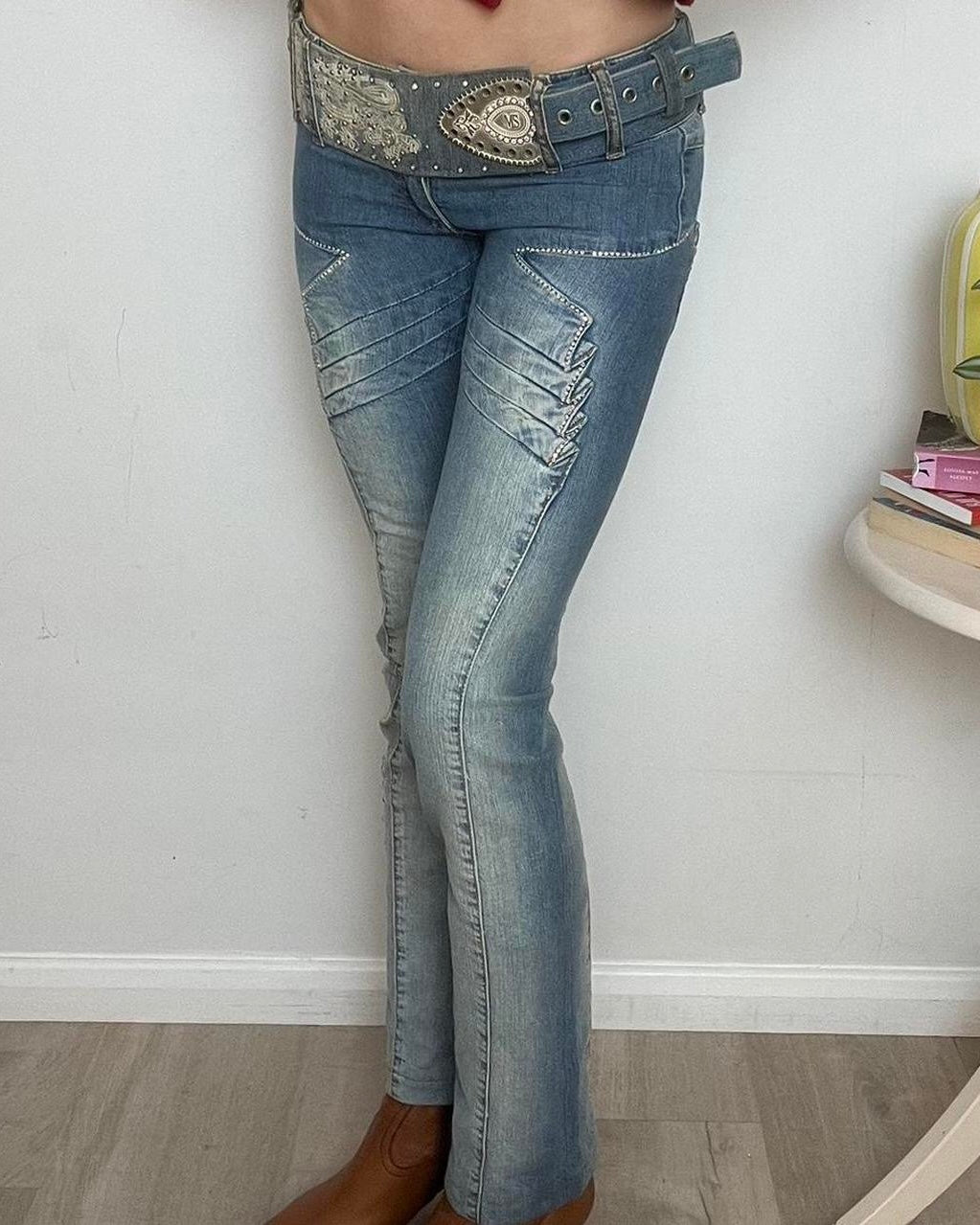 vintage embroidered bootcut jeans