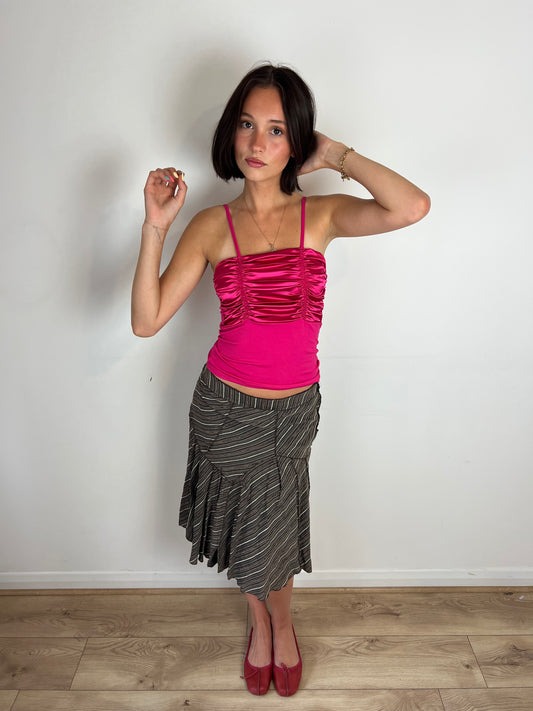 Vintage ruched pink top, S