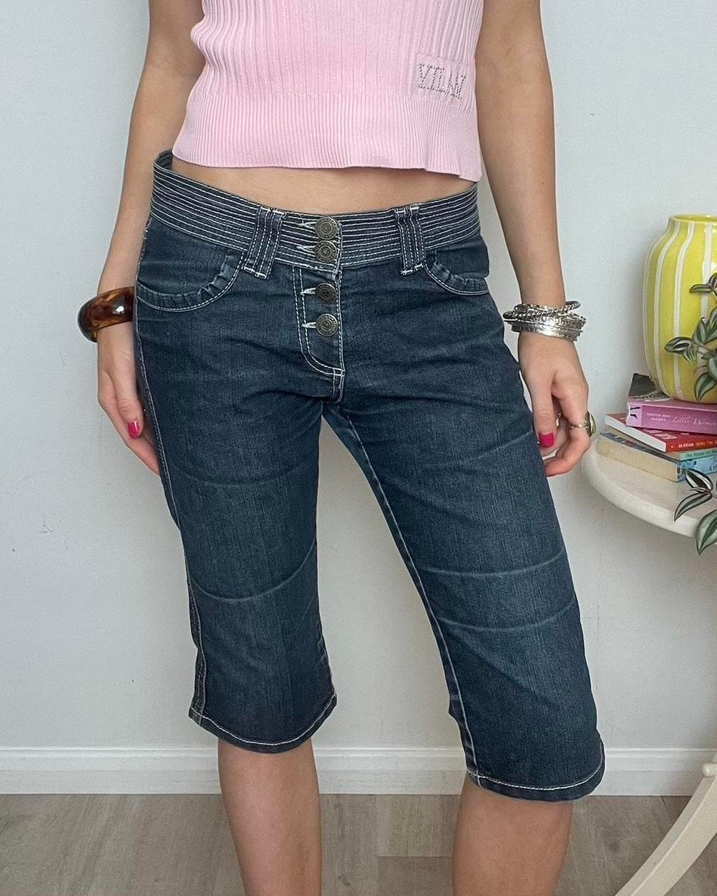 Morgan de toi dark wash denim capris