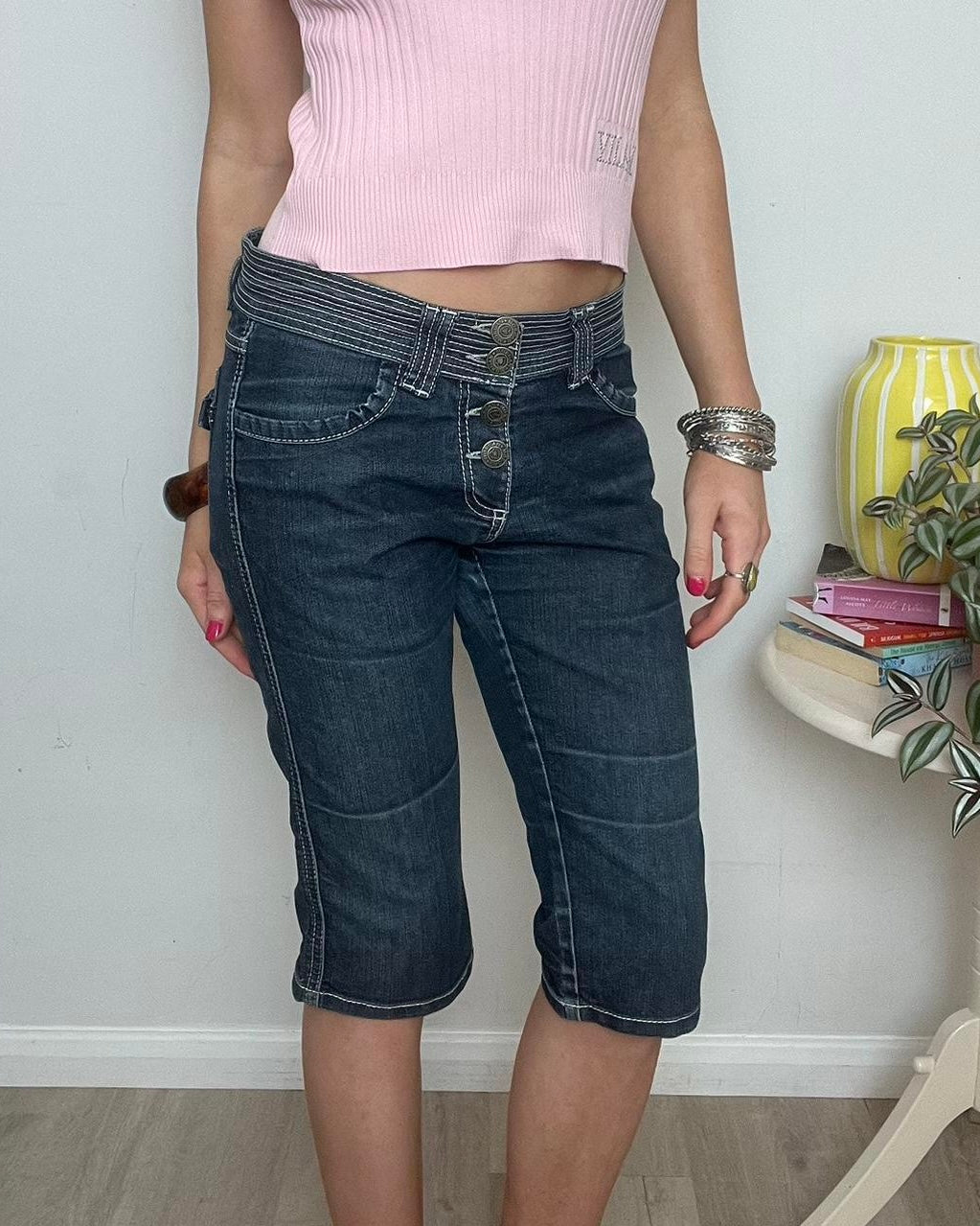 Morgan de toi dark wash denim capris