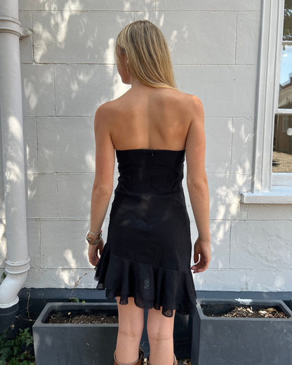 Morgan de Toi black strapless mini dress