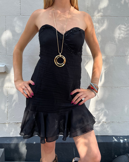 Morgan de Toi black strapless mini dress