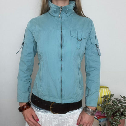 light blue zip up cargo jacket