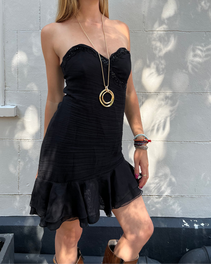 Morgan de Toi black strapless mini dress