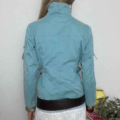 light blue zip up cargo jacket
