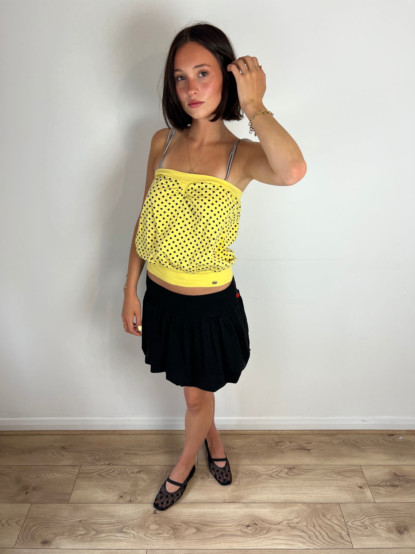 Ted Baker yellow polka dot top, M