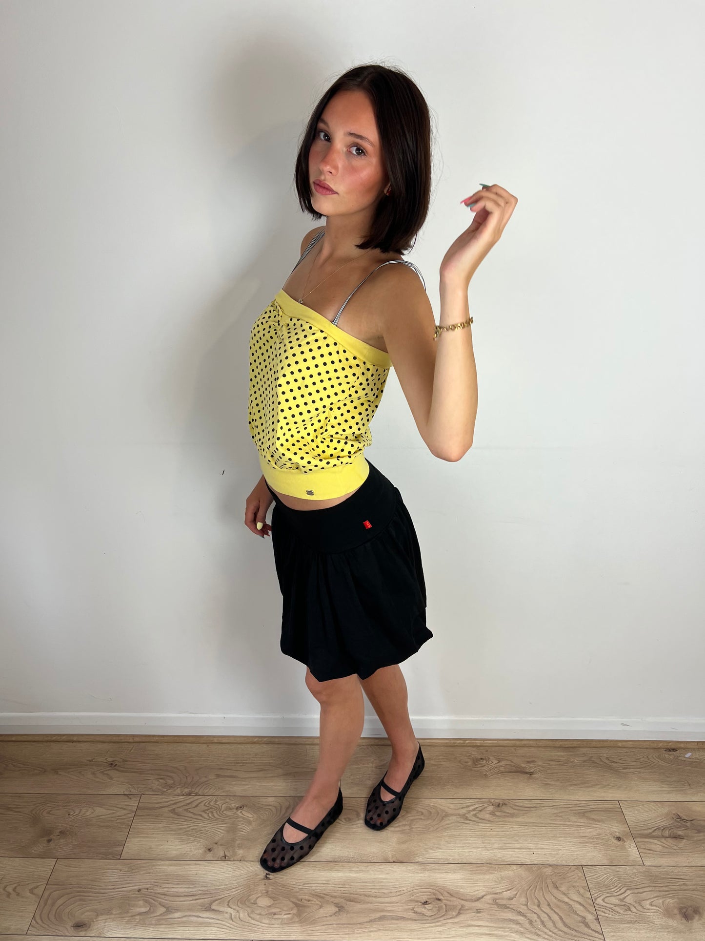 Ted Baker yellow polka dot top, M