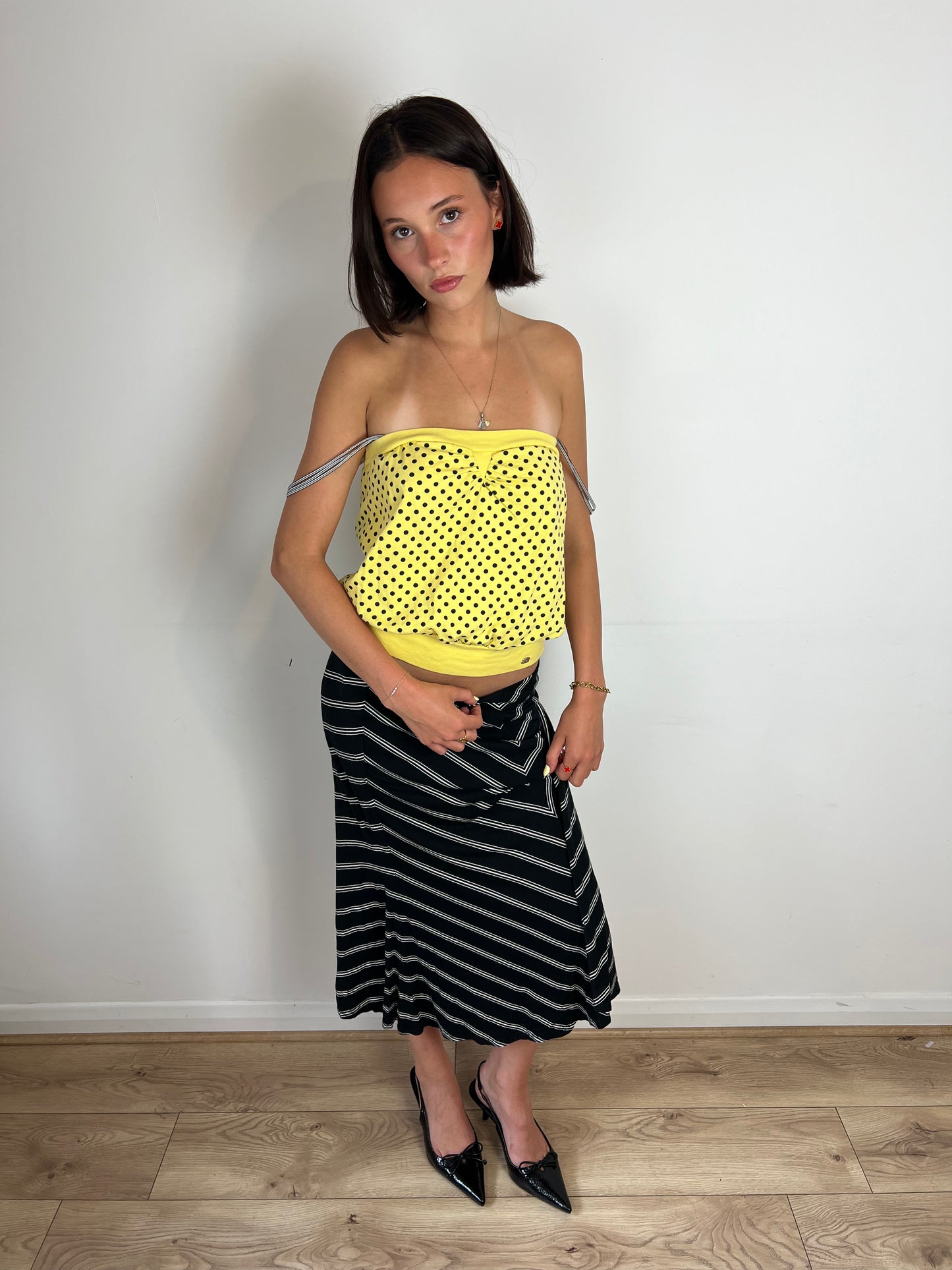 Vintage chevron midi skirt, M