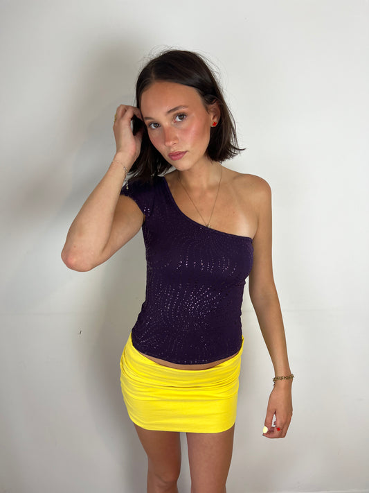 Vintage purple one shoulder top, S