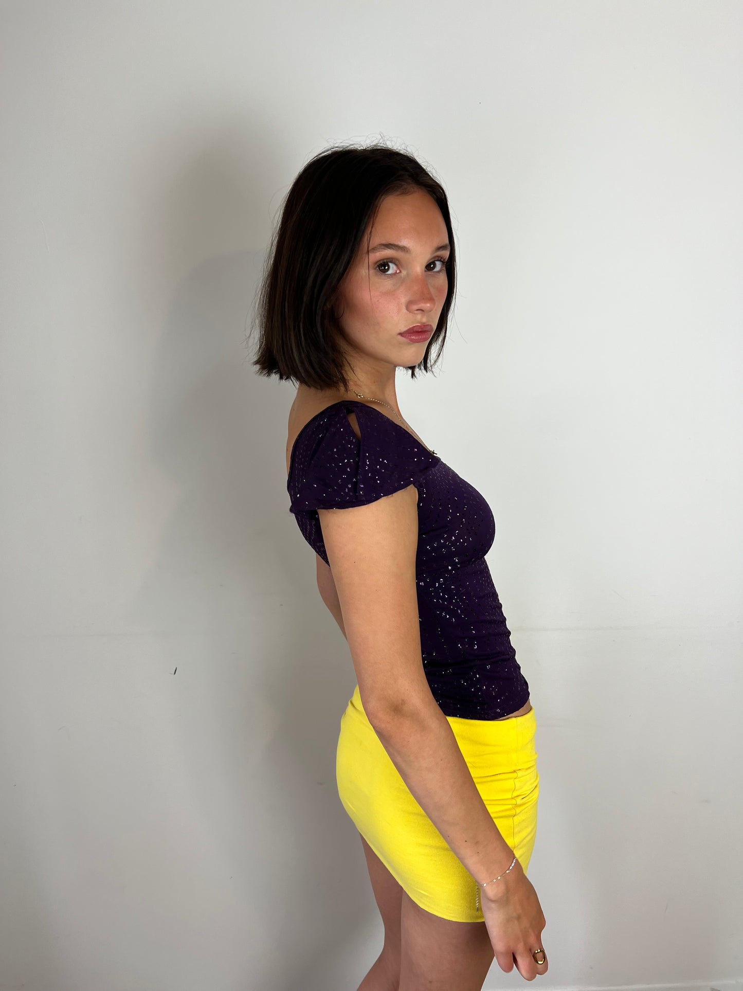 Vintage purple one shoulder top, S