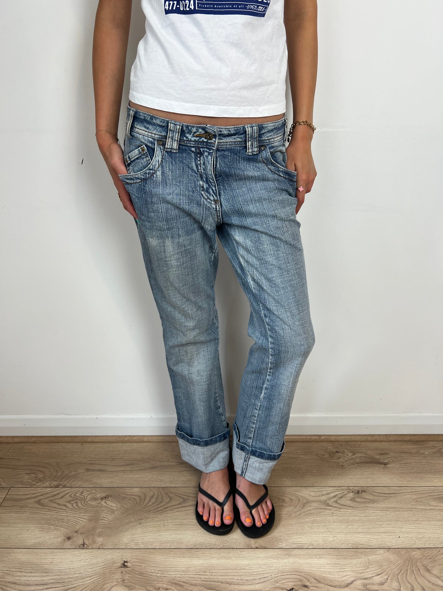 Vintage washed straight leg jeans, S