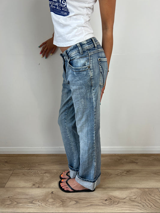 Vintage washed straight leg jeans, S