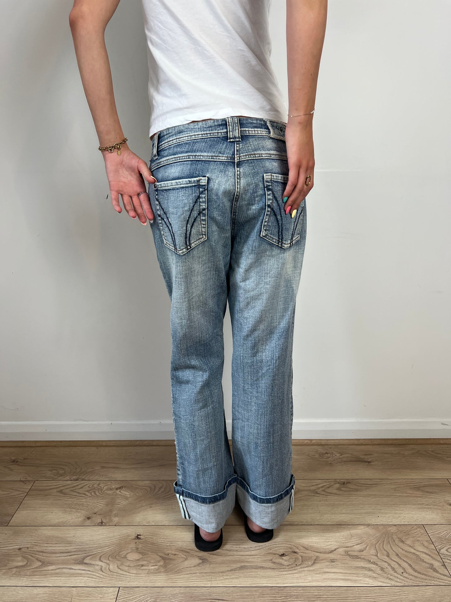 Vintage washed straight leg jeans, S
