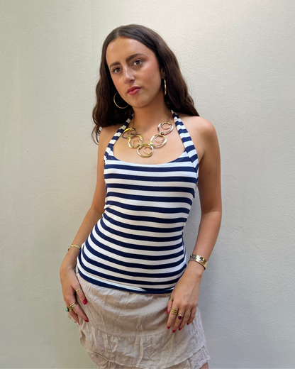 Striped halter neck top