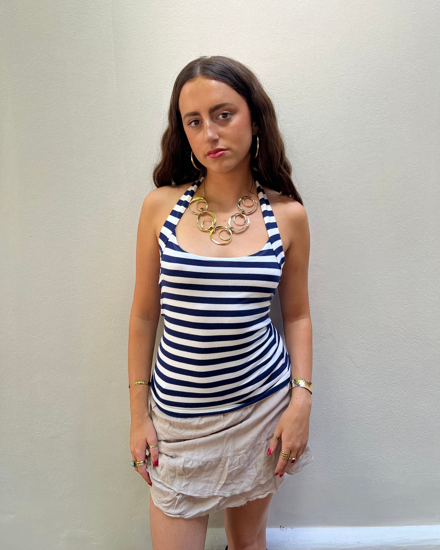 Striped halter neck top