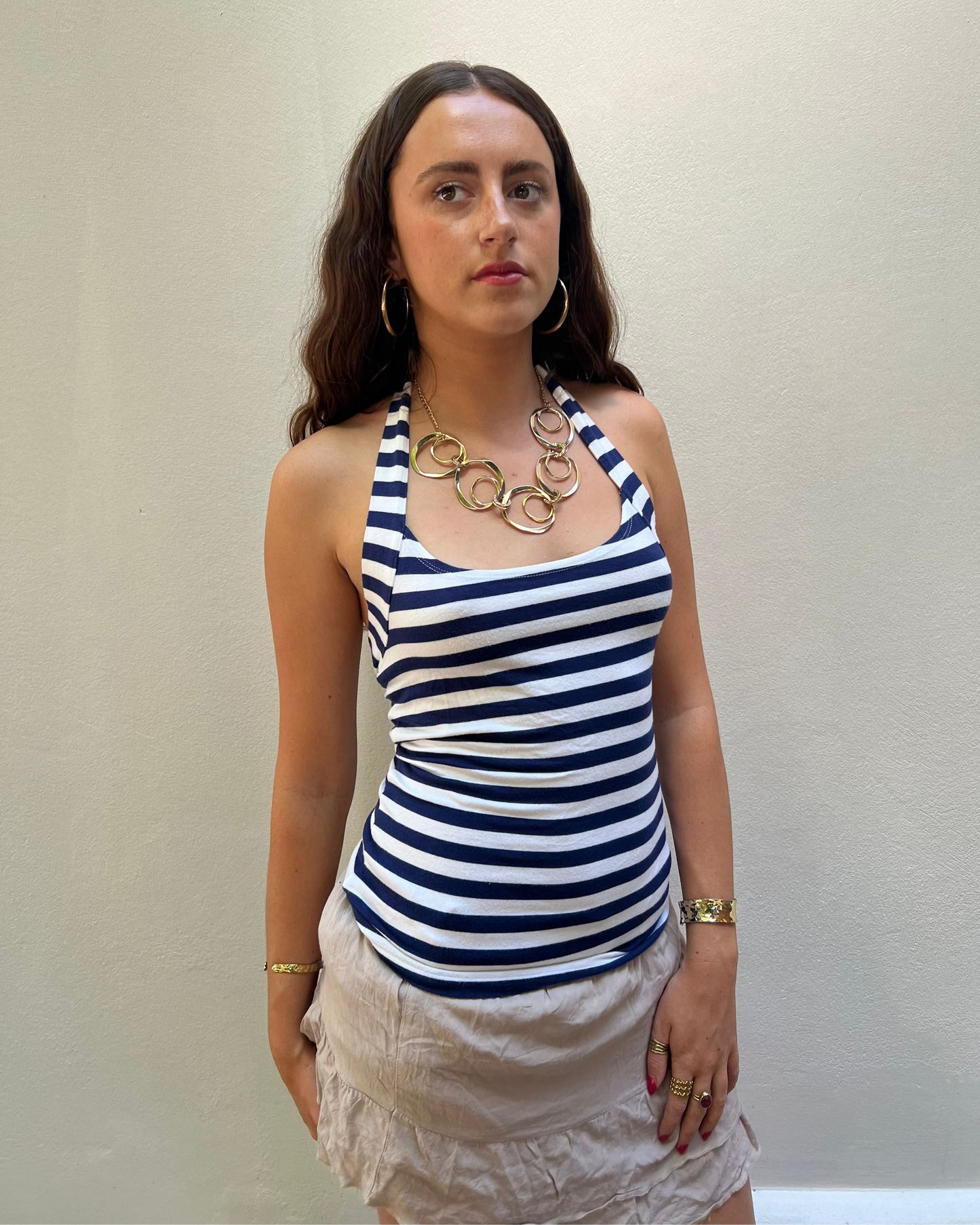 Striped halter neck top