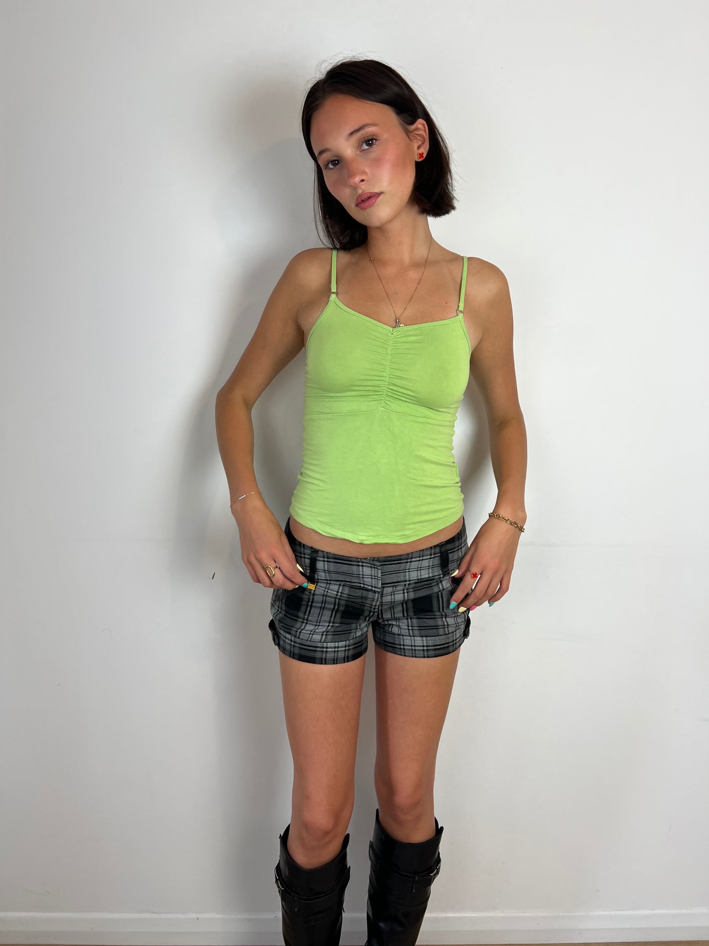 River island plaid mini shorts, S