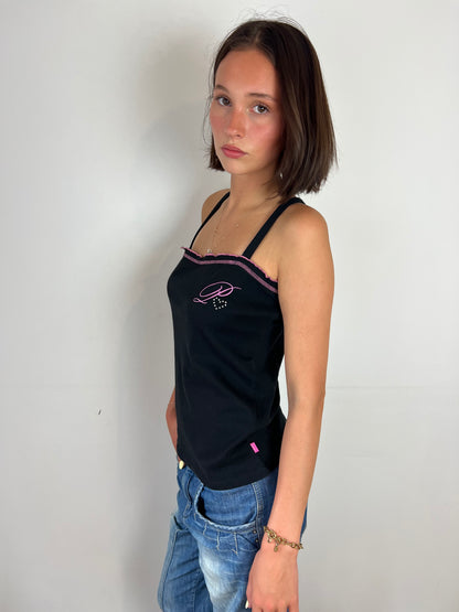 Pineapple black and pink top, L